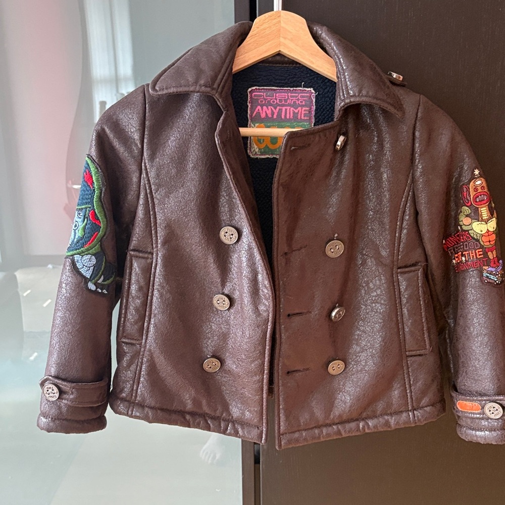 Brown Kids Jacket with Embroidered Patches  by Custo Barcelona size 6